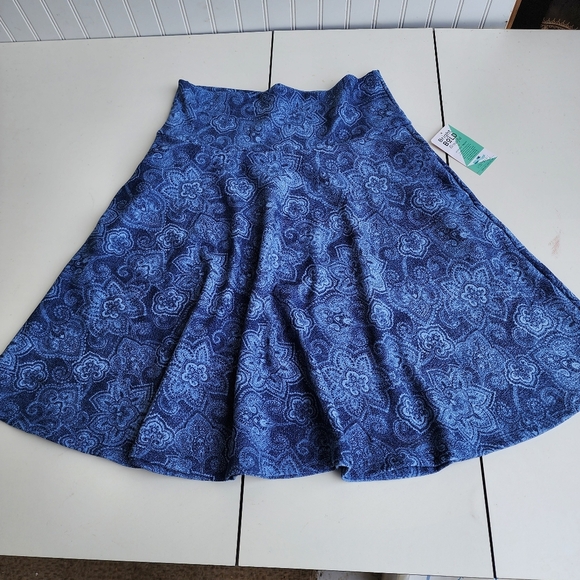 NWT Honey & Lace Blue Floral Elastic Waist Skirt Made In USA Modest Midi XL - Picture 1 of 11